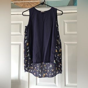 LOFT Navy Floral Tank Top- Size S